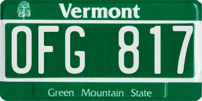 VT license plate OFG817