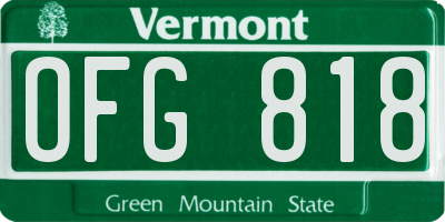 VT license plate OFG818