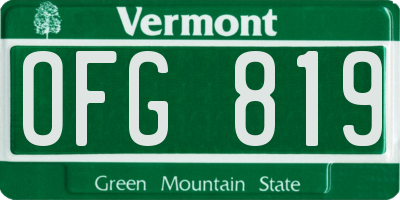 VT license plate OFG819