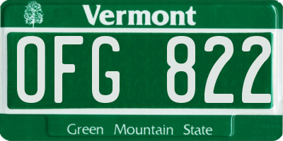 VT license plate OFG822