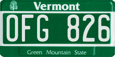 VT license plate OFG826