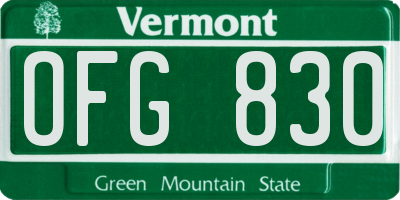 VT license plate OFG830