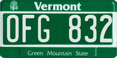 VT license plate OFG832