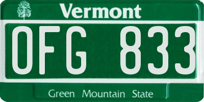 VT license plate OFG833