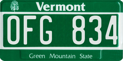 VT license plate OFG834