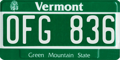VT license plate OFG836