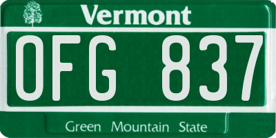 VT license plate OFG837