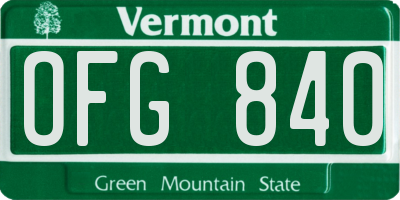 VT license plate OFG840