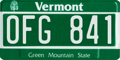 VT license plate OFG841