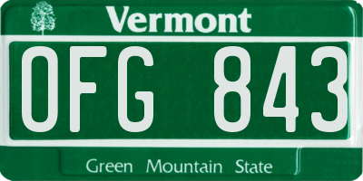 VT license plate OFG843