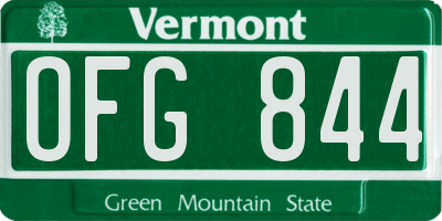 VT license plate OFG844