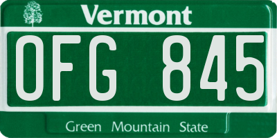 VT license plate OFG845