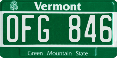 VT license plate OFG846