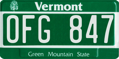 VT license plate OFG847