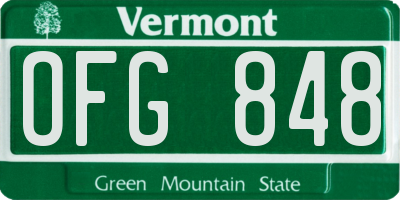 VT license plate OFG848
