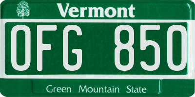VT license plate OFG850