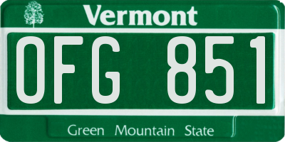 VT license plate OFG851