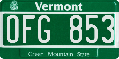 VT license plate OFG853