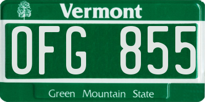 VT license plate OFG855