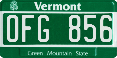 VT license plate OFG856
