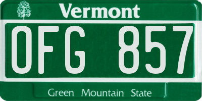 VT license plate OFG857