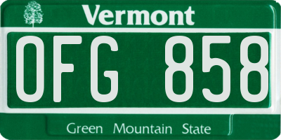 VT license plate OFG858