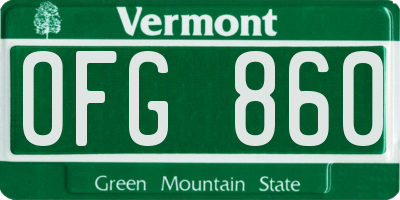 VT license plate OFG860