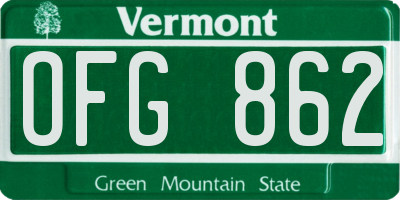 VT license plate OFG862