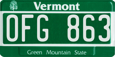 VT license plate OFG863