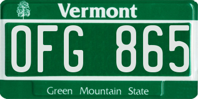 VT license plate OFG865