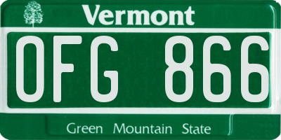 VT license plate OFG866