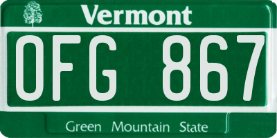 VT license plate OFG867