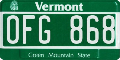 VT license plate OFG868