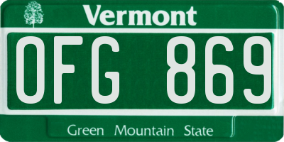 VT license plate OFG869