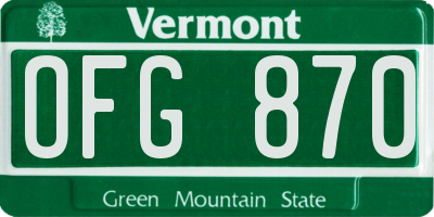 VT license plate OFG870