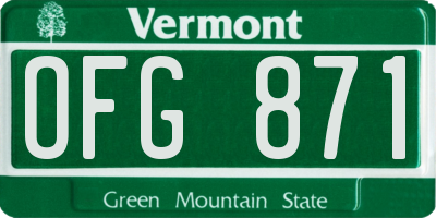 VT license plate OFG871