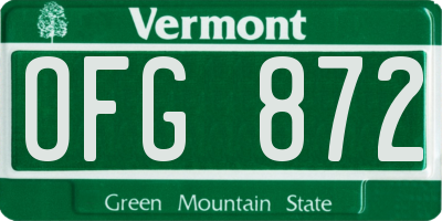 VT license plate OFG872