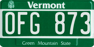VT license plate OFG873