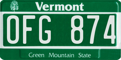 VT license plate OFG874