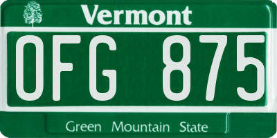VT license plate OFG875