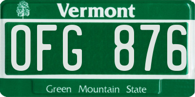 VT license plate OFG876