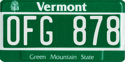 VT license plate OFG878