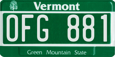VT license plate OFG881