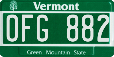 VT license plate OFG882
