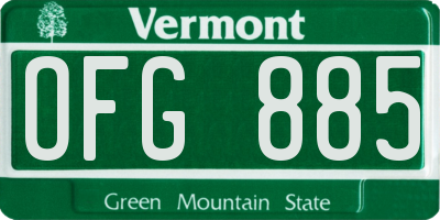 VT license plate OFG885