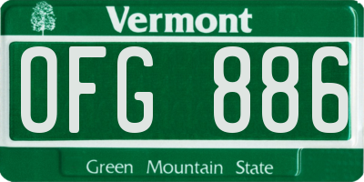 VT license plate OFG886
