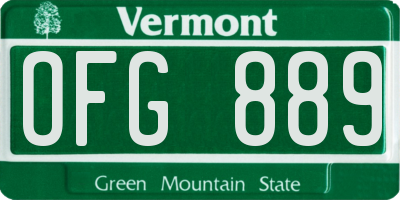 VT license plate OFG889