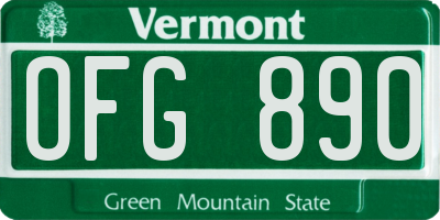 VT license plate OFG890