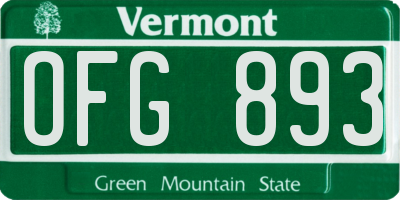 VT license plate OFG893