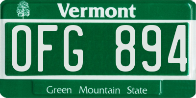VT license plate OFG894